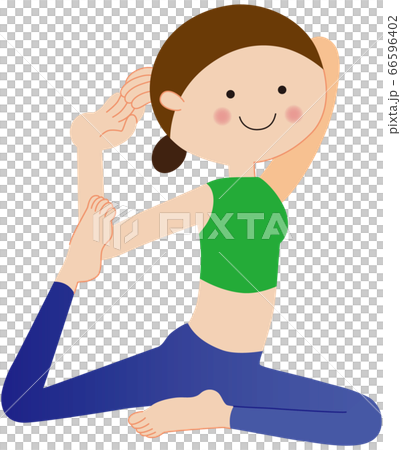 鳩のポーズのヨガをする女性 66596402