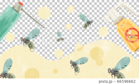 Flies extermination with insecticide watercolor hand drawn illustration 66596662