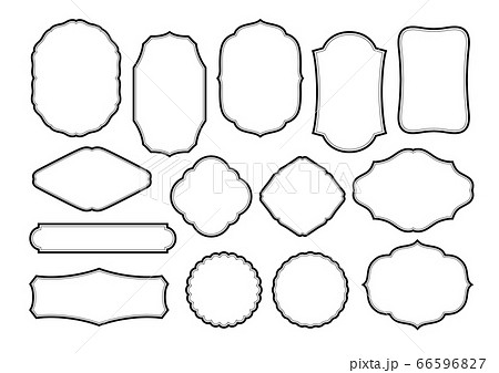 色んな形のアンティークフレームシンプル黒セットのイラスト素材 66596827 Pixta
