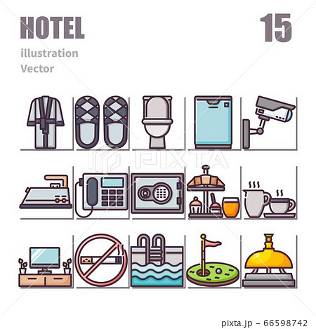Hotel icons set, Color symbol, vector and illustration set 3 66598742