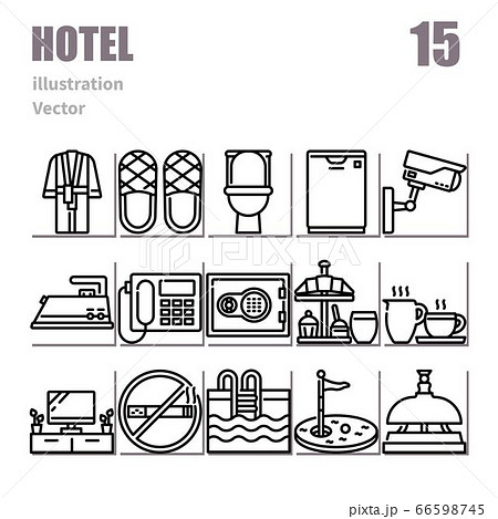 Hotel icons set, Outline symbol, vector and illustration set 3 Hotel icons set, Outline symbol, vector and illustration set 3 66598745