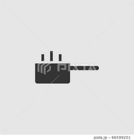 Hot cooking pot icon flat. 66599201