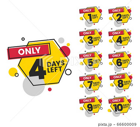Only 4 days left - flat sticker set with numbers of days 66600009