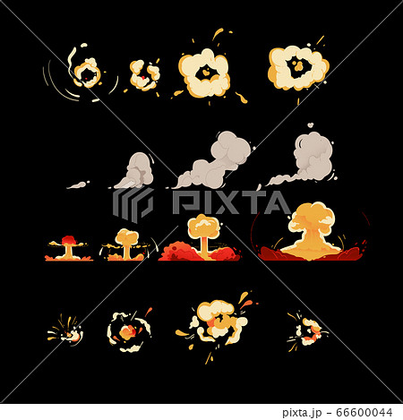 Set of explosion clouds in cartoon comic style. 66600044
