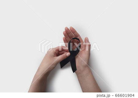 Black Ribbon Mourning and Melanoma Sign, Support Symbol Black Ribbon Mourning and Melanoma Sign, Support Symbol 66601904