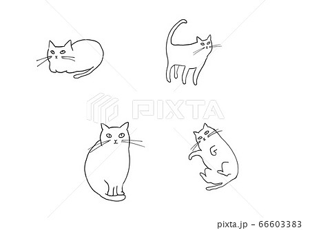 4匹のねこのイラスト素材