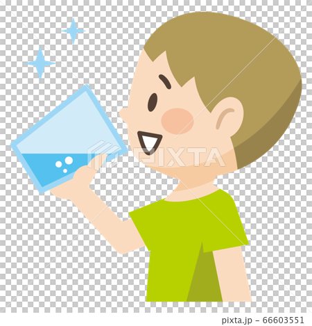 Illustration of a boy drinking water in a cup Illustration of a boy drinking water in a cup 66603551