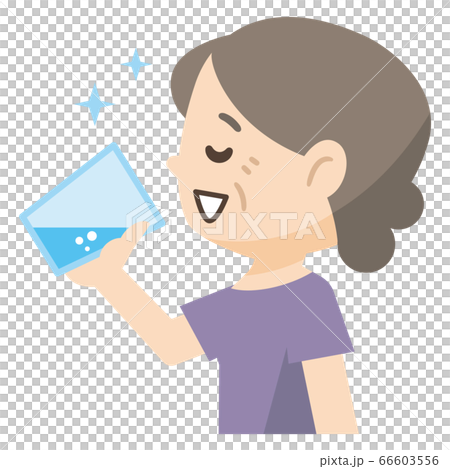 一名老婦,喝一杯水的插圖 一名老婦,喝一杯水的插圖 66603556
