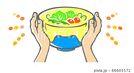 みつろうラップでサラダボウルを包む完成イラスト みつろうラップでサラダボウルを包む完成イラスト 66603572