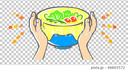 みつろうラップでサラダボウルを包む完成イラスト みつろうラップでサラダボウルを包む完成イラスト 66603572