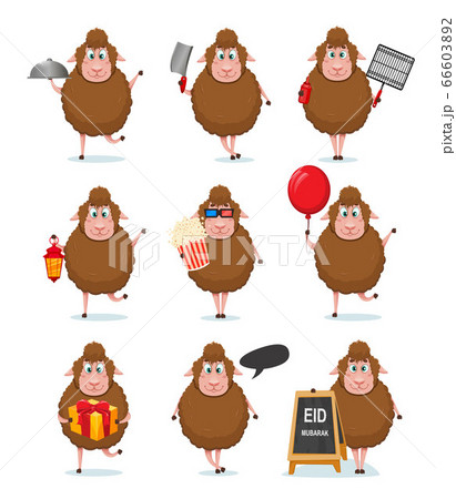 Eid al-Adha Mubarak. Funny cartoon sheep 66603892
