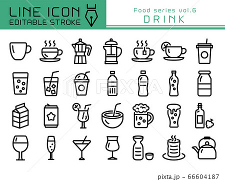 ラインアイコン 食べ物シリーズvol 6 飲み物のイラスト素材
