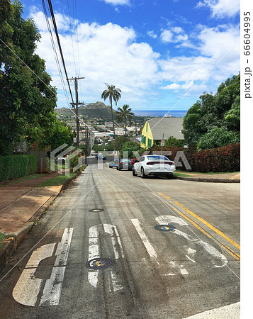 Stop sign & Diamond Head view at the intersection Stop sign & Diamond Head view at the intersection 66604995