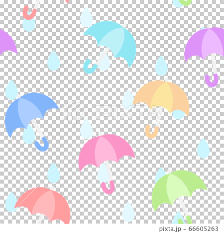 傘のシームレスパターン　カラフル　雨粒 66605263