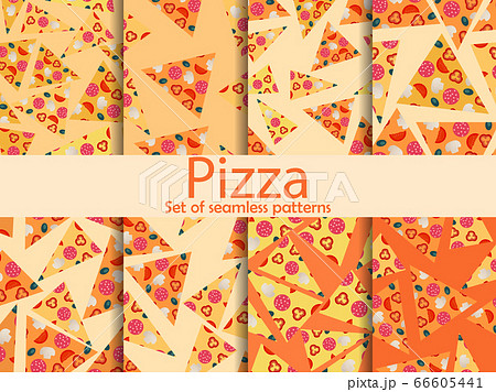 Pizza slices seamless pattern set. Italian 66605441