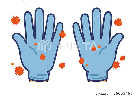 菌が付着した手袋のイラストのイラスト素材