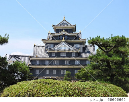 岡山県岡山市北区にある国指定の史跡「岡山城」（本丸跡から見る天守閣） 66606662