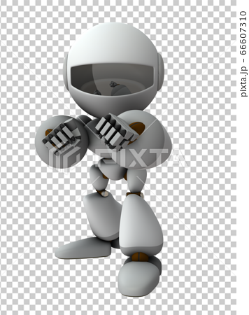 ファイティングポーズのロボット 3dイラスト のイラスト素材