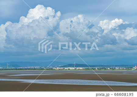 高美湿地の干潮 夏 台中市 台湾 高美湿地の干潮 夏 台中市 台湾 66608195