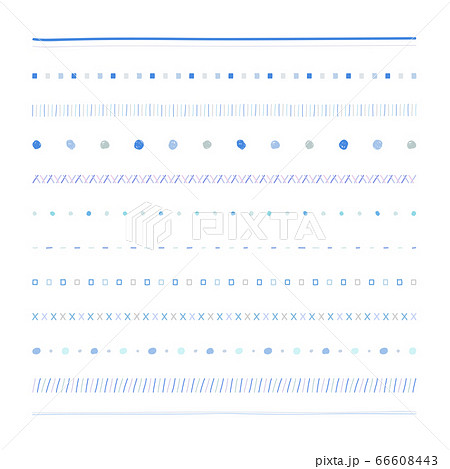 シンプル 手描き ラインセット あお のイラスト素材