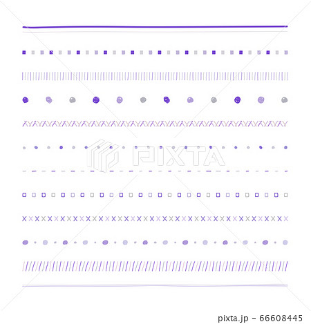 シンプル 手描き ラインセット むらさき のイラスト素材