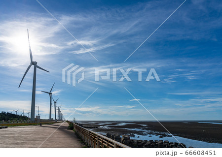 台中港風力発電所　高美湿地　台中市　台湾 66608451