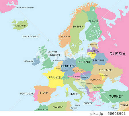 Coloured political map of Europe 66608991