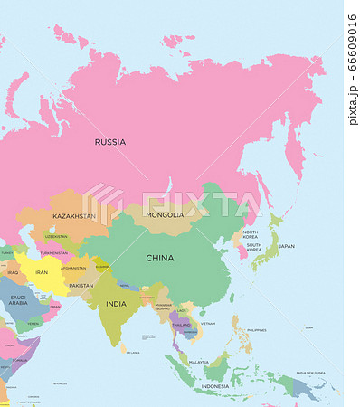 Coloured political map of Asia Coloured political map of Asia 66609016