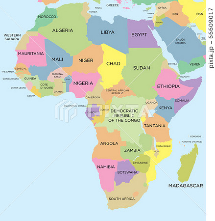 Africa In World Political Map Coloured Political Map Of Africa - Stock Illustration [66609017] - Pixta