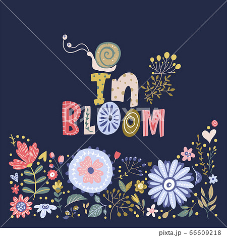 Floral color vector lettering card. Floral color vector lettering card. 66609218