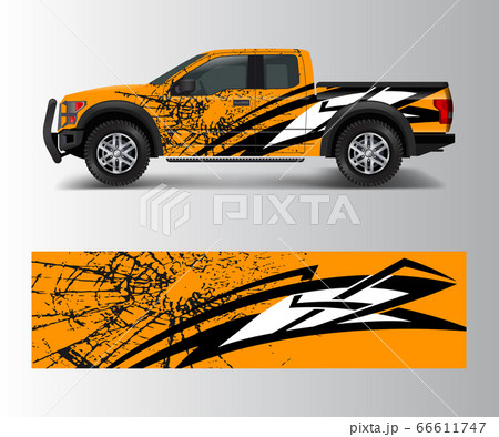offroad vehicle wrap design vector. Pickup truck 66611747
