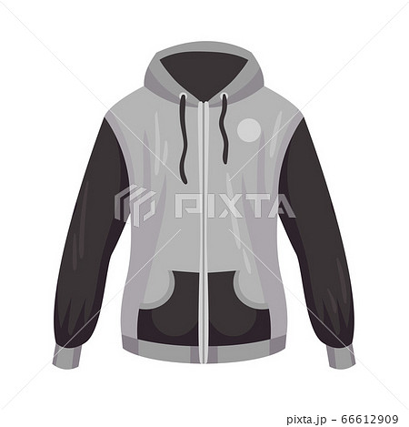 Sportive Zippered Track Jacket with Long Sleeves Vector Illustration 66612909