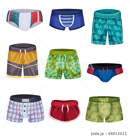 Loose-fitting and Tight Male Brief Shorts and Swimming Trunks Vector Set Loose-fitting and Tight Male Brief Shorts and Swimming Trunks Vector Set 66613013