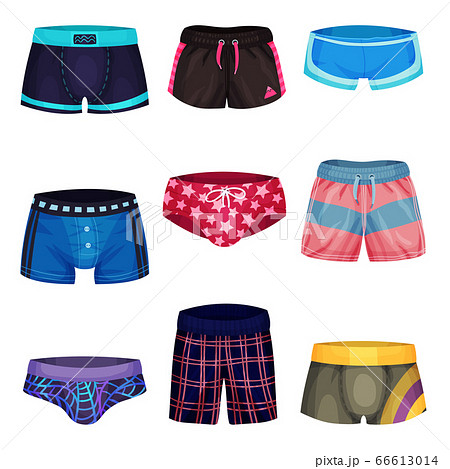 Loose-fitting and Tight Male Brief Shorts and Swimming Trunks Vector Set Loose-fitting and Tight Male Brief Shorts and Swimming Trunks Vector Set 66613014