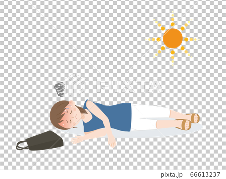 熱中症 倒れる女性のイラスト 66613237
