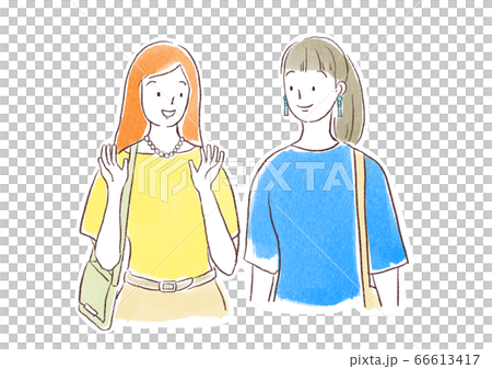 女友達とお出かけのイラスト素材