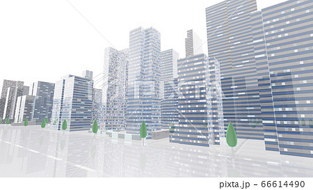 都市 街 ビル 建物 シティ オフィスビル ビジネス街 オフィス街 3d イラスト 背景 バックのイラスト素材