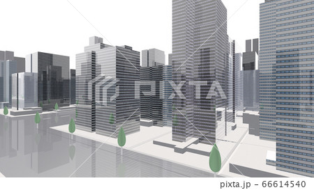 都市 街 ビル 建物 シティ オフィスビル ビジネス街 オフィス街 3d イラスト 背景 バックのイラスト素材