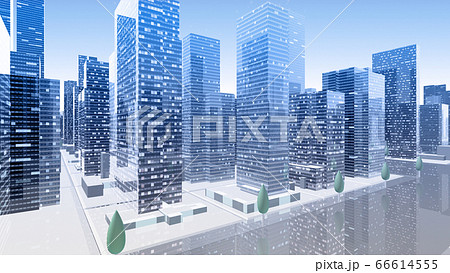都市 街 ビル 建物 シティ オフィスビル ビジネス街 オフィス街 3d イラスト 背景 バックのイラスト素材