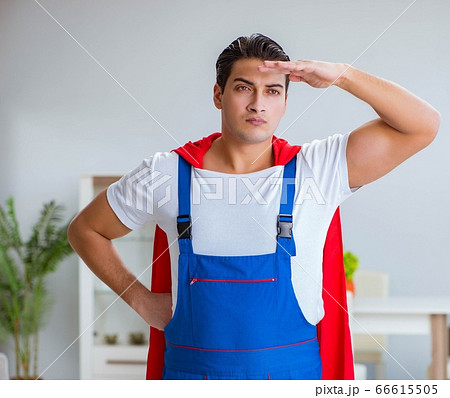 Super hero repairman working at home Super hero repairman working at home 66615505