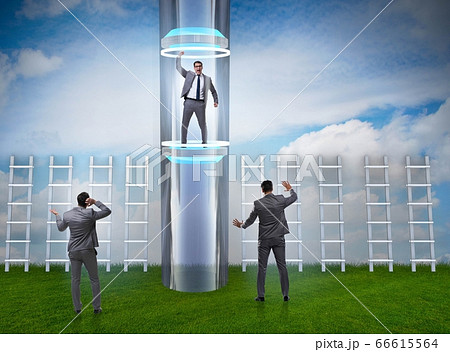 Businessmen in accelerated and fast promotion concept Businessmen in accelerated and fast promotion concept 66615564