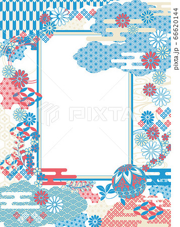 Japanese Pattern For Summer Refreshing Blue Red Stock Illustration