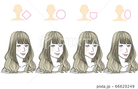 顔型別ヘアスタイルイラストのイラスト素材