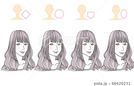 顔型別ヘアスタイルイラスト 顔型別ヘアスタイルイラスト 66620251