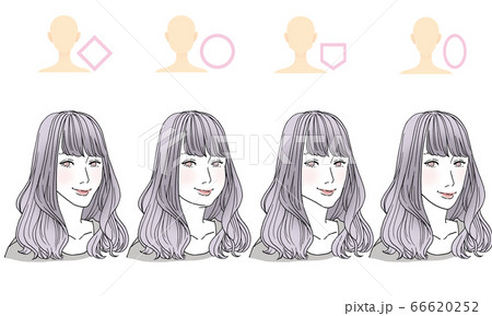 顔型別ヘアスタイルイラスト 66620252