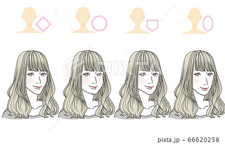 顔型別ヘアスタイルイラストのイラスト素材