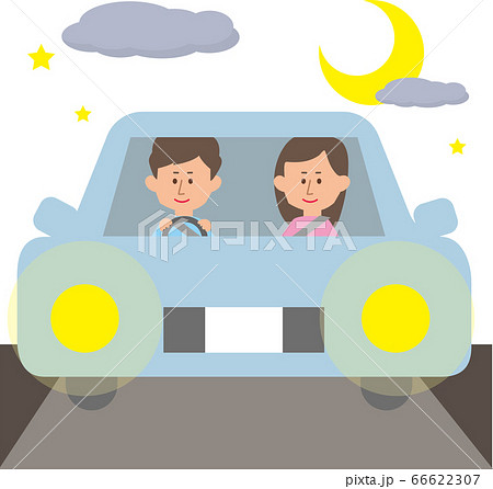 夜間運転のイラスト素材