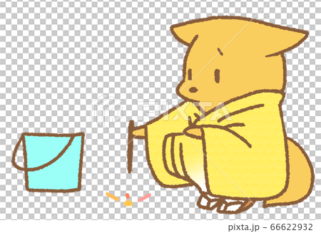 A fox (yellow) wearing a sparkler and a yukata A fox (yellow) wearing a sparkler and a yukata 66622932