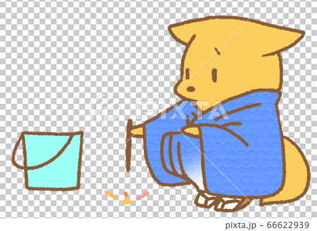 A fox (blue) wearing a sparkler and a yukata 66622939