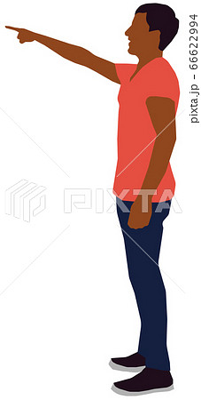 立っている人物 ベクターイラスト 黒人 男性 横向き 指さしている のイラスト素材
